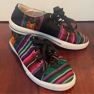 Inkkas Embroidered Sneakers 8 Boho Made in Peru Handmade Aztec Rainbow Colorful